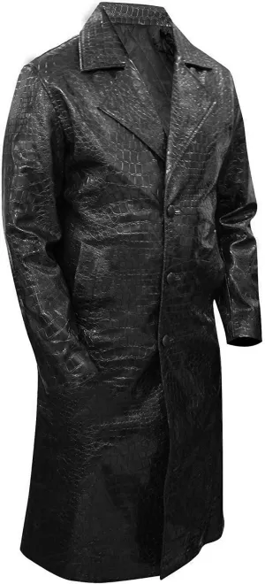 LP-FACON Mens Vintage Fur Shearling Sheepskin Leather Trench Coat Winter Collection