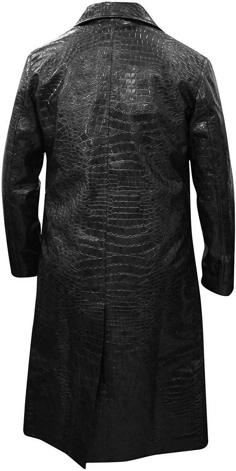 LP-FACON Mens Vintage Fur Shearling Sheepskin Leather Trench Coat Winter Collection