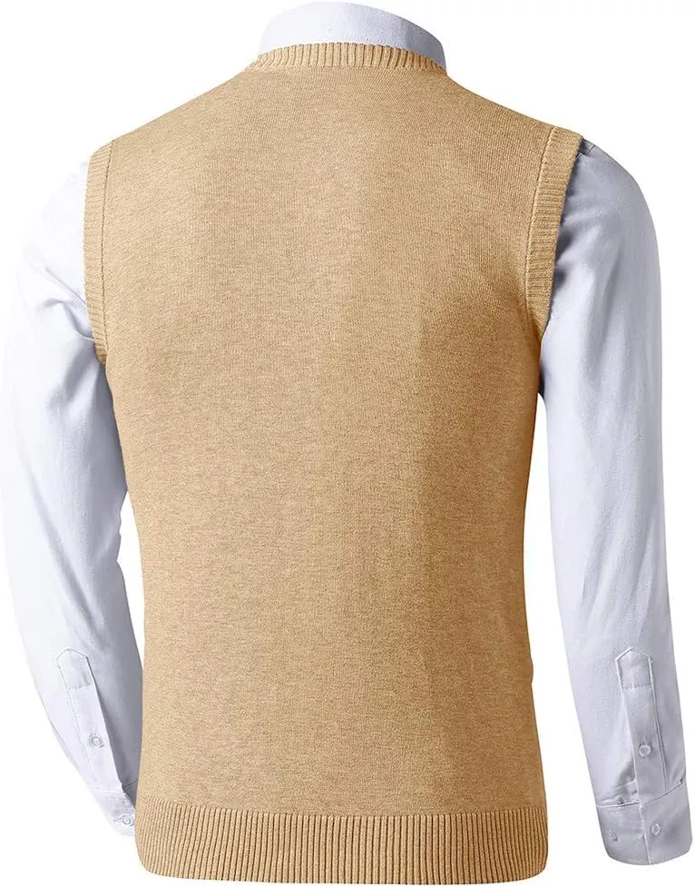 LTIFONE Sweater Vest for Men, Knited Business Slim Fit Mens V Neck Sweater, Big and Tall Pullover Sleeveless Sweaters