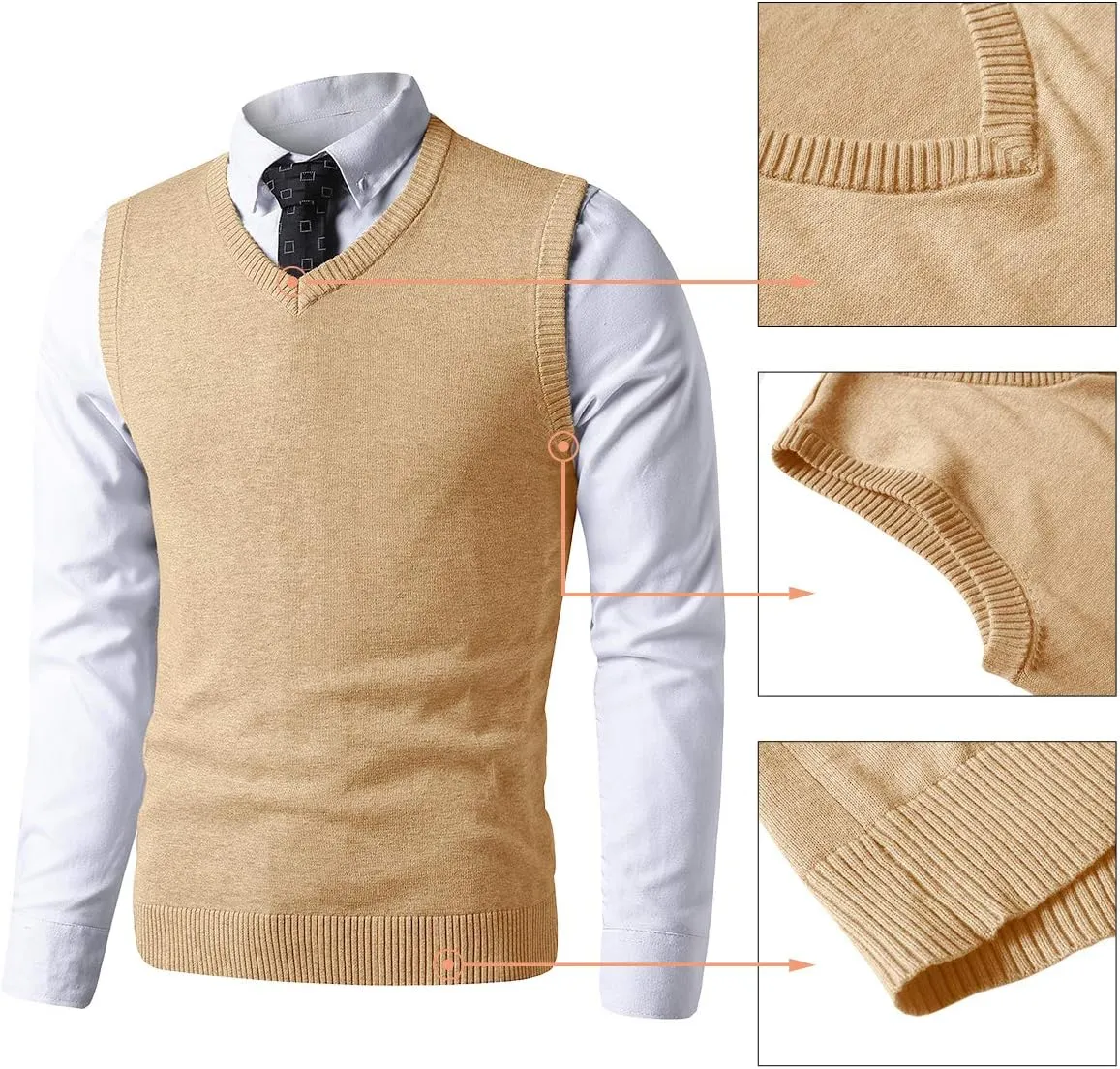 LTIFONE Sweater Vest for Men, Knited Business Slim Fit Mens V Neck Sweater, Big and Tall Pullover Sleeveless Sweaters