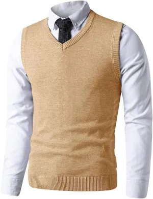 LTIFONE Sweater Vest for Men, Knited Business Slim Fit Mens V Neck Sweater, Big and Tall Pullover Sleeveless Sweaters