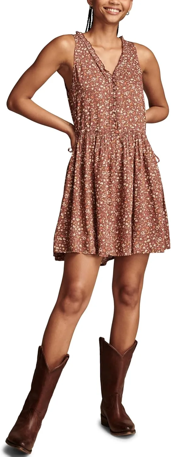 Lucky Brand Women's Floral Printed Ruffle Mini Dress