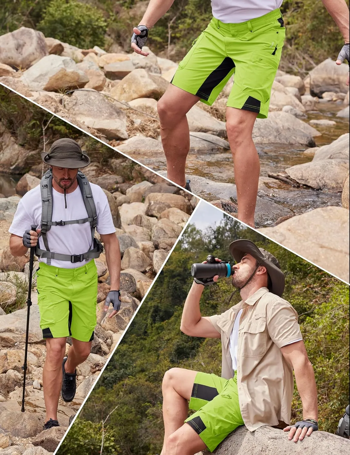 MAGCOMSEN Men's Hiking Shorts 5 Pockets Ripstop, Quick Dry, Summer Athletic Shorts for Workout, Hiking, Cycling
