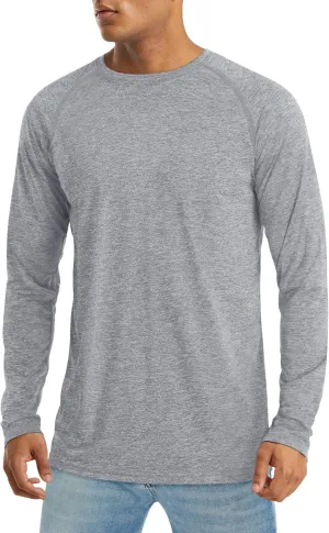 MAGCOMSEN Men's Long Sleeve Shirt Quick Dry UPF 50  Sun Protection Lightweight T-Shirt Athletic Workout Fishing Tee
