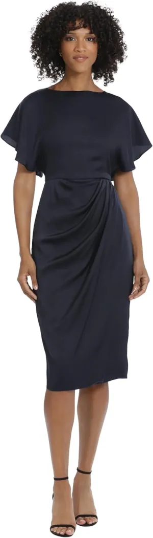 Maggy London Women's Boat Neck Flutter Sleeve Dress Occasion Event Guest of