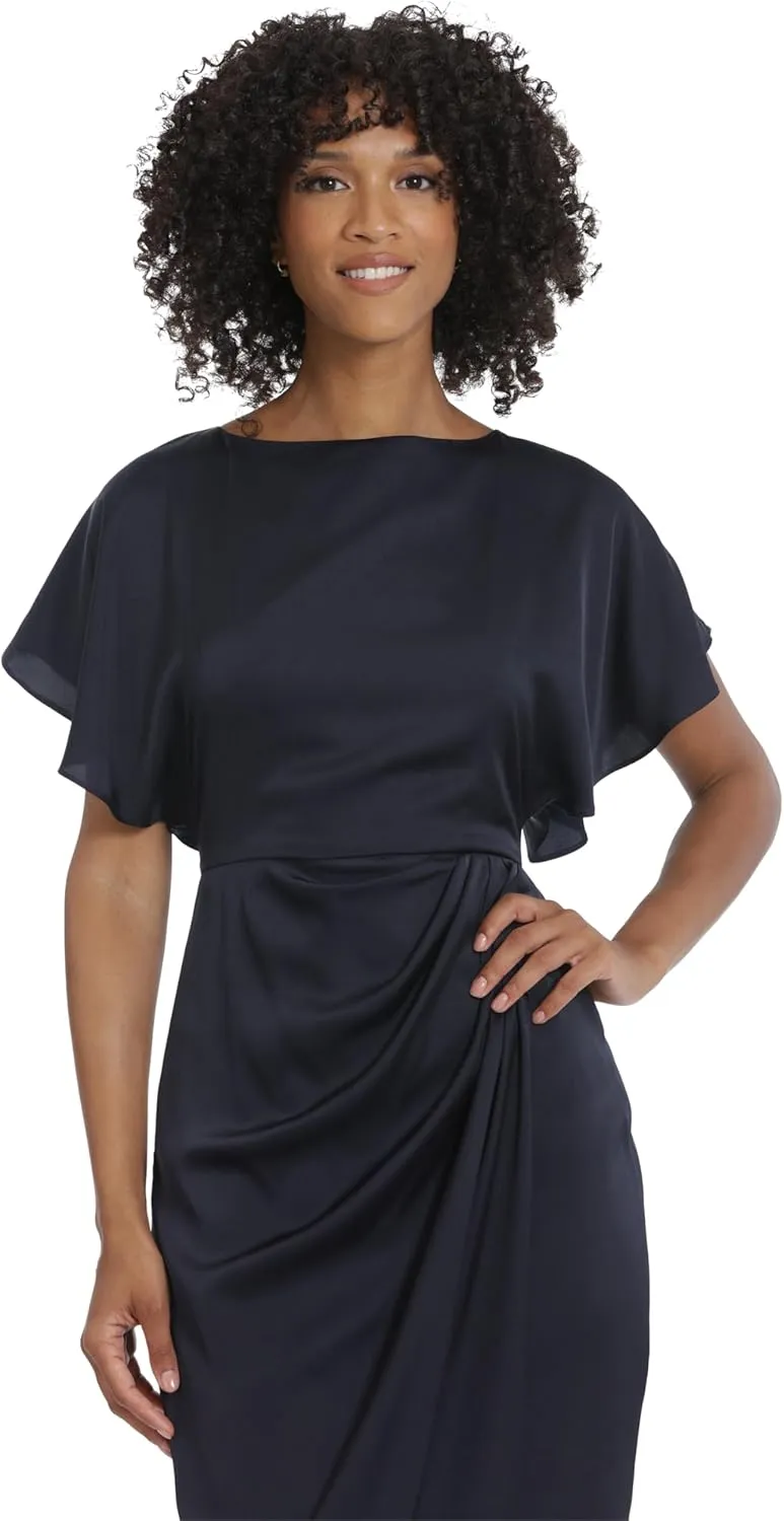 Maggy London Women's Boat Neck Flutter Sleeve Dress Occasion Event Guest of