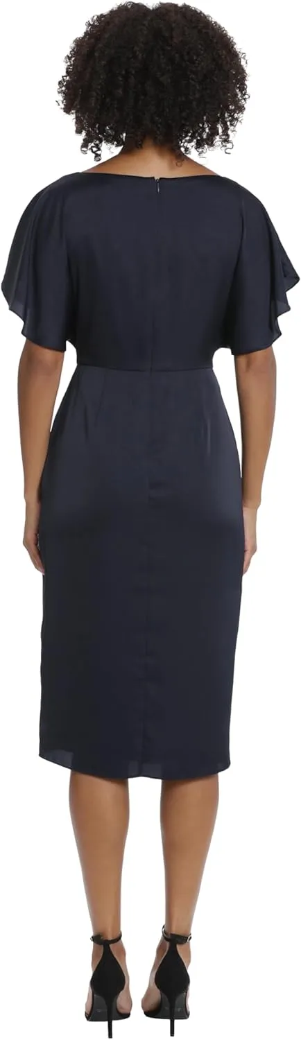 Maggy London Women's Boat Neck Flutter Sleeve Dress Occasion Event Guest of