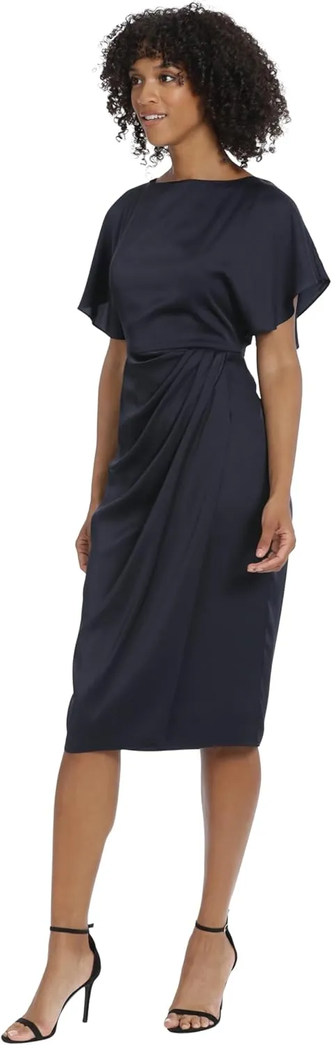 Maggy London Women's Boat Neck Flutter Sleeve Dress Occasion Event Guest of