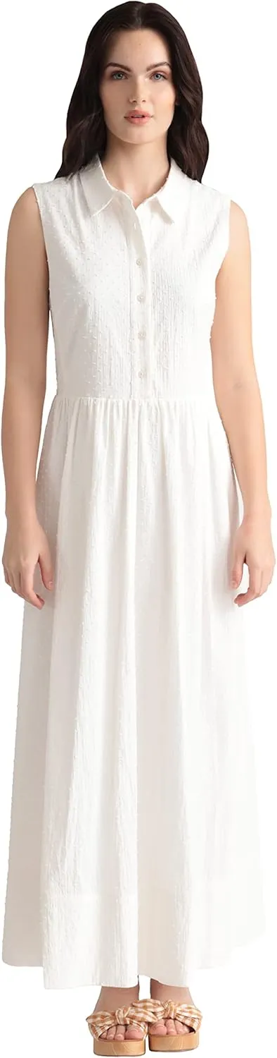 Maggy London Women's Full Skirt Maxi Shirt Dress