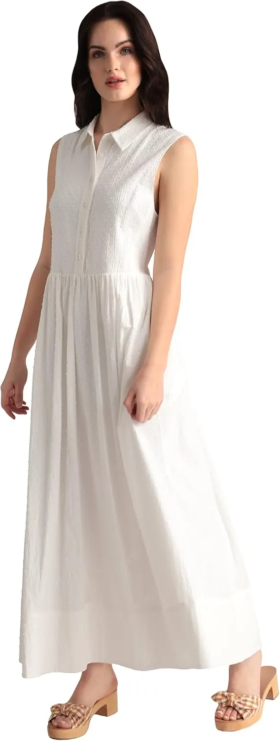 Maggy London Women's Full Skirt Maxi Shirt Dress