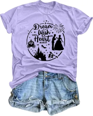 Magical Shirt for Women: Princess Castle Shirts Magic Kingdom T-Shirt Funny World Trips Short Sleeve Tee Top