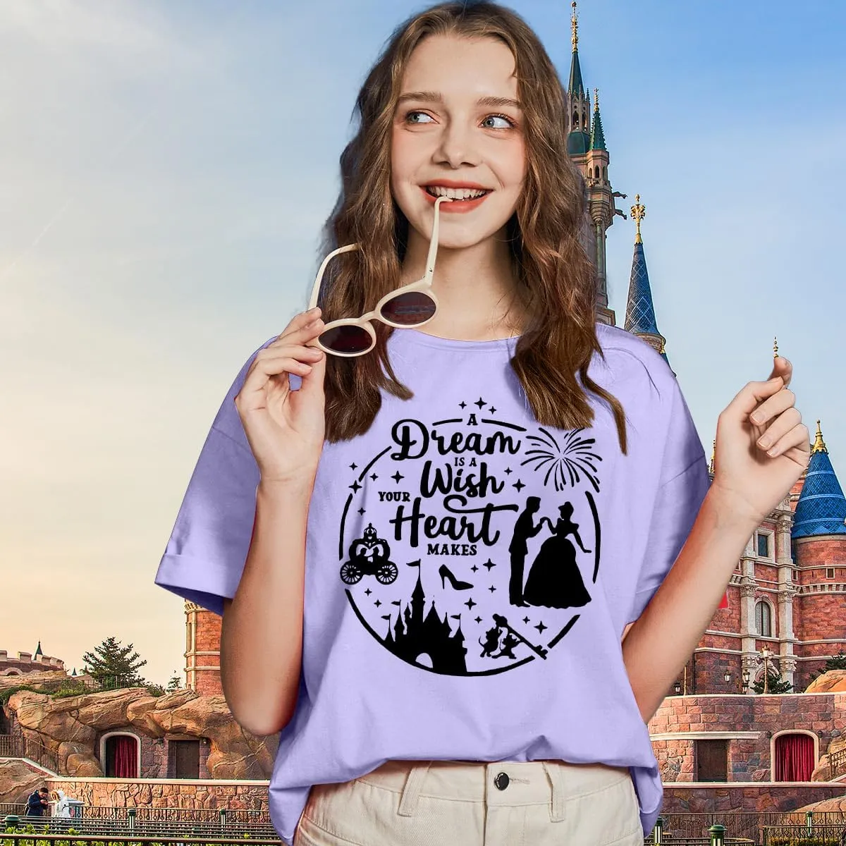 Magical Shirt for Women: Princess Castle Shirts Magic Kingdom T-Shirt Funny World Trips Short Sleeve Tee Top