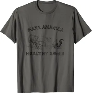 MAHA RFK Farm Crunchy Organic T-Shirt - Women's Classic Fit Grey Short Sleeve Letter Print T-Shirt - Small