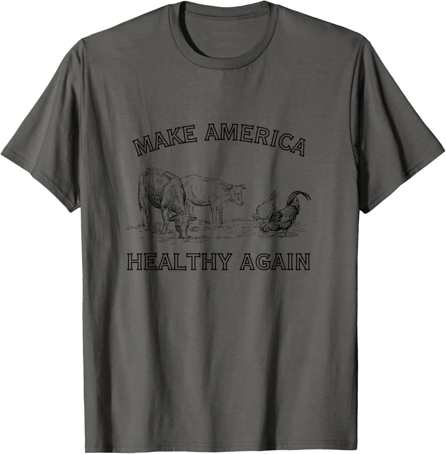 MAHA RFK Farm Crunchy Organic T-Shirt - Women's Classic Fit Grey Short Sleeve Letter Print T-Shirt - Small