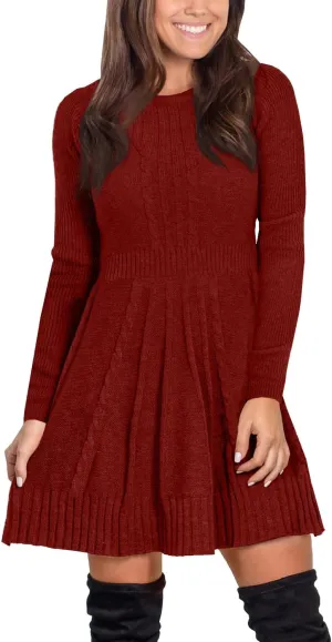 Maisolly Sweater Dress Pullover Tunic Long Sleeve Flare Dress