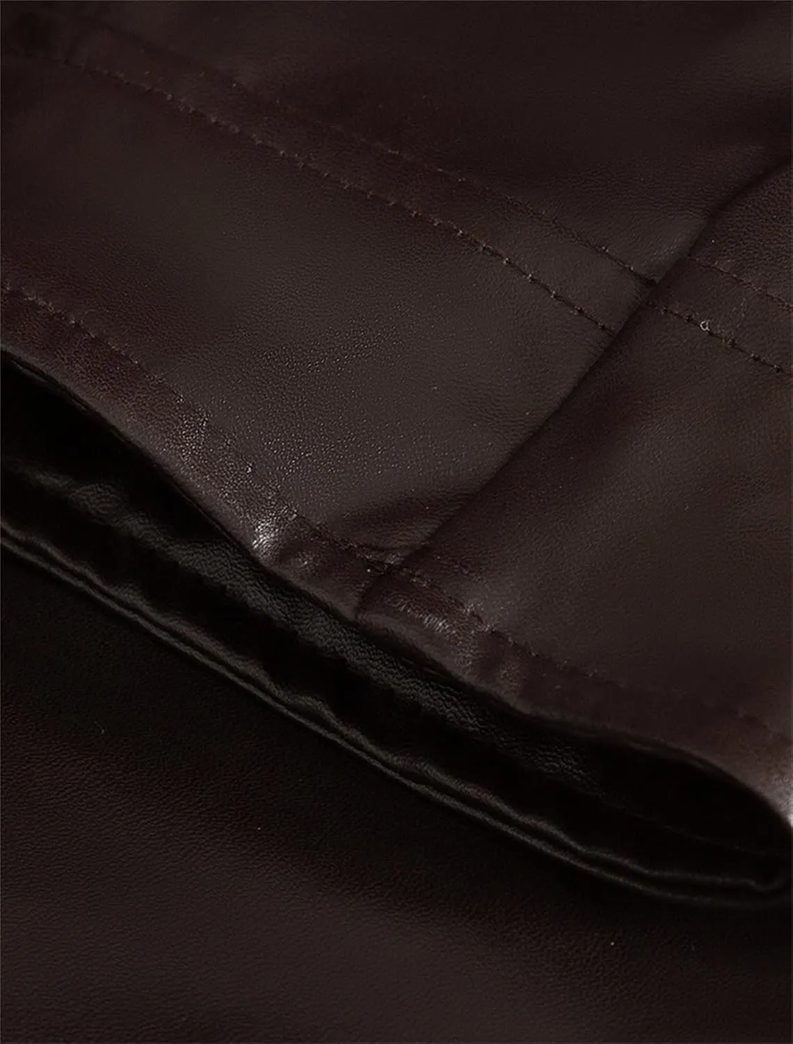 Maiyifu-GJ Men Stand Collar Faux Leather Jacket PU Vintage Zip Up Motorcycle Coat Casual Lightweight Slim Fit Bomber Outwear