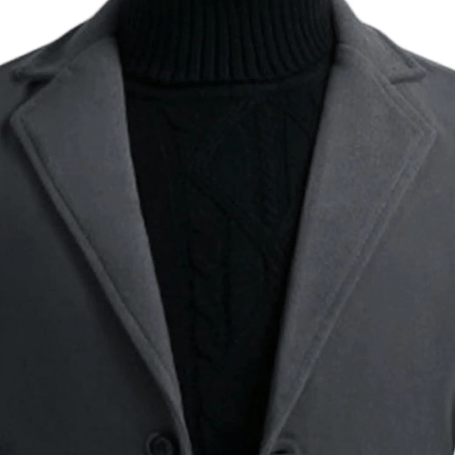 Maiyifu-GJ Men's Casual Mid-Length Trench Coat Single Breasted Business Pea Coats Winter Notched Lapel Windbreaker Jacket