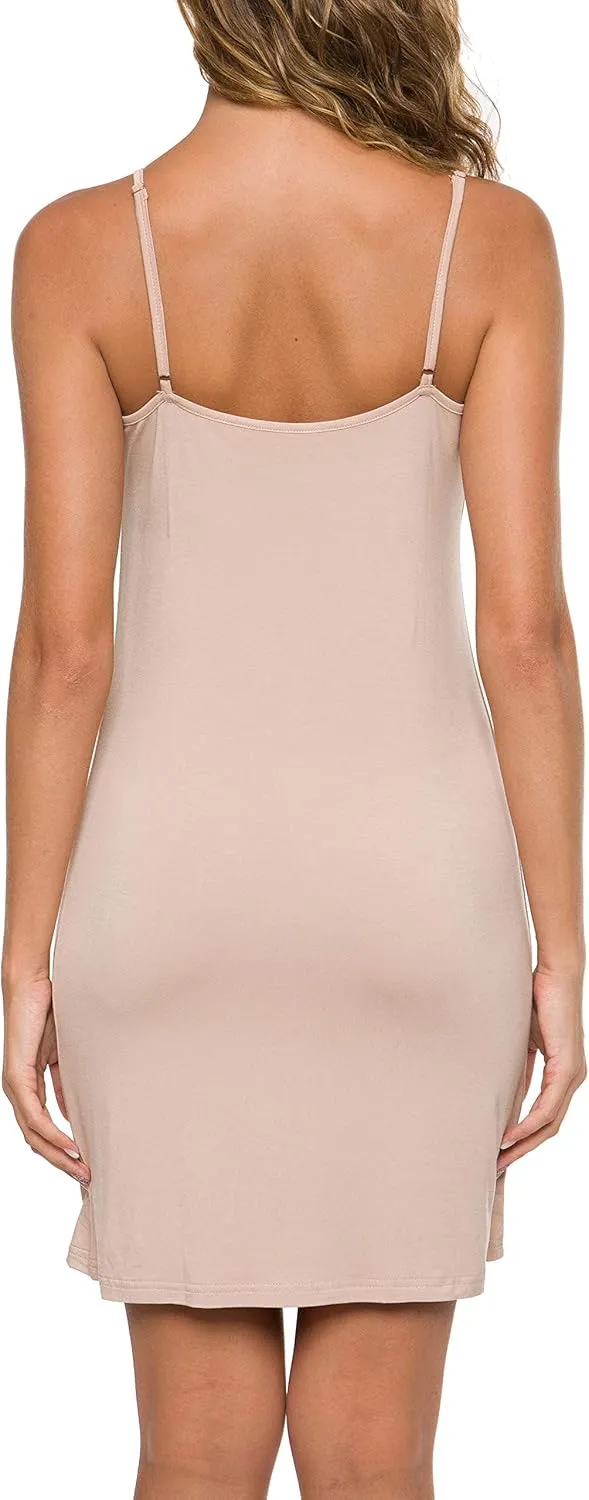 Malist Women Full Slip Crewneck Adjustable Spaghetti Strap Cami Under Dress