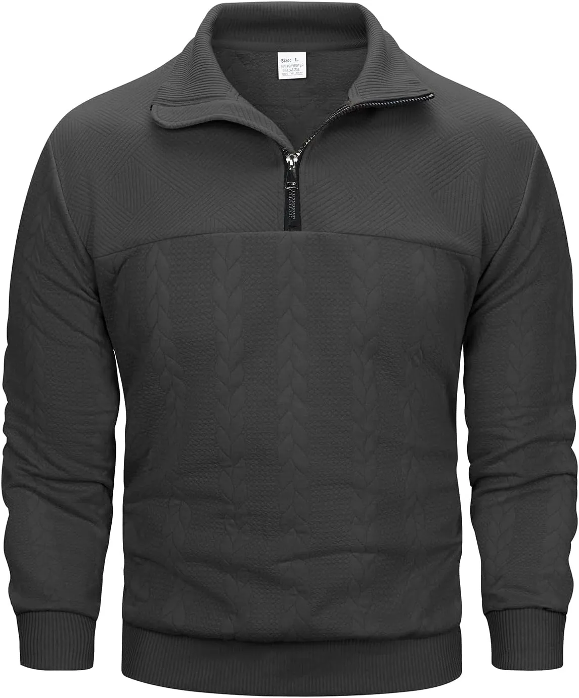 MANLUODANNI Men's Quarter Zip Sweater Lightweight Knitted Mock Neck Quilted Pullover Sweaters Long Sleeve Casual Jumper