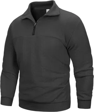 MANLUODANNI Men's Quarter Zip Sweater Lightweight Knitted Mock Neck Quilted Pullover Sweaters Long Sleeve Casual Jumper