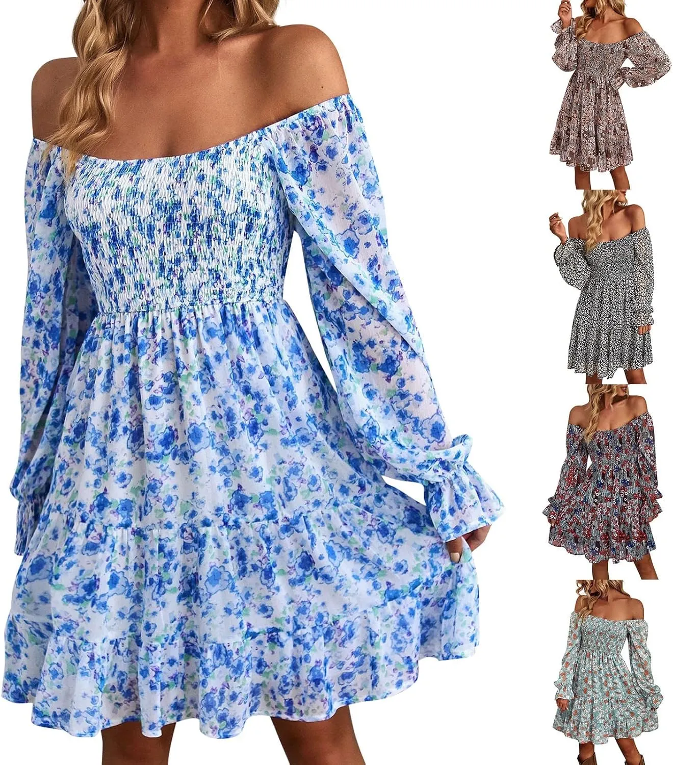 Maternity Dress, Women's Ditsy Floral Off Shoulder Mini Dress A Line Boho Summer Dresses