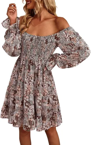Maternity Dress, Women's Ditsy Floral Off Shoulder Mini Dress A Line Boho Summer Dresses