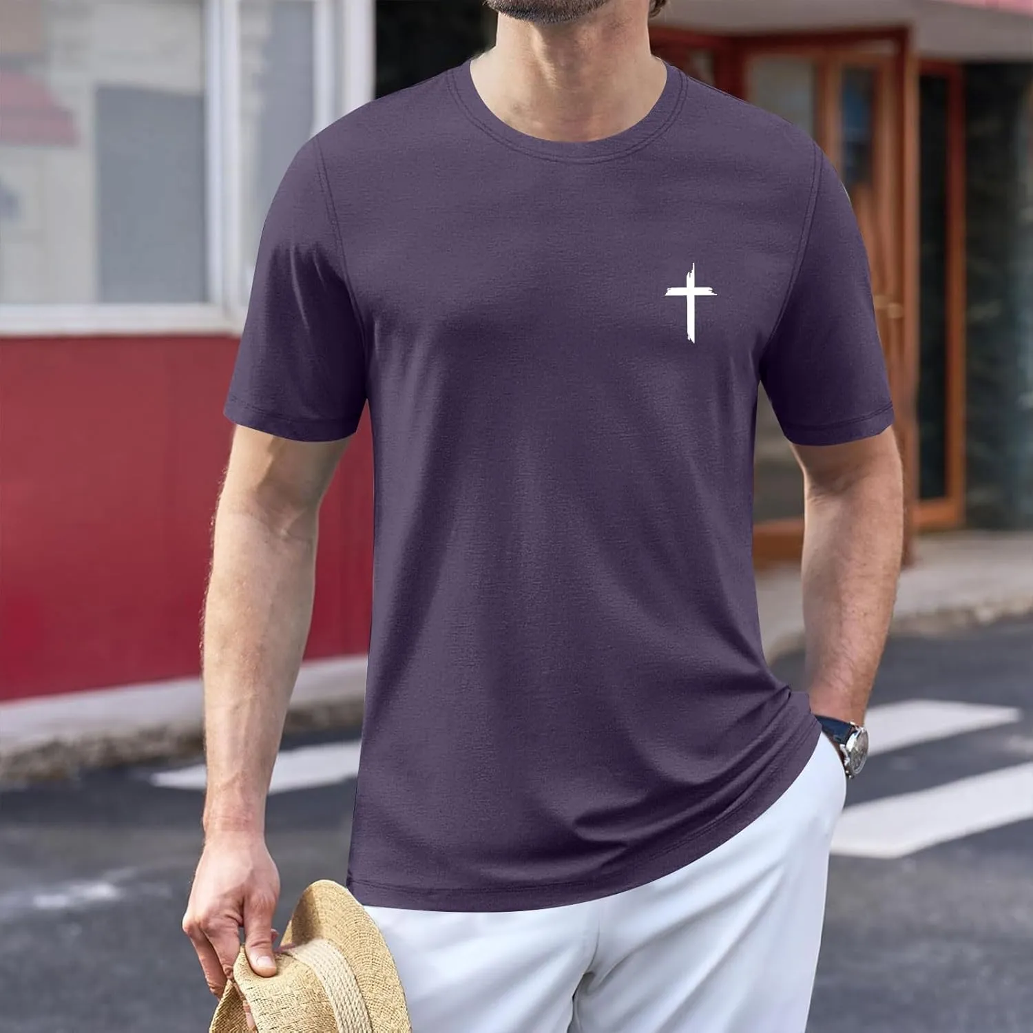 Men Basic Active T Shirt Quick Dry Outdoor Top Breathable Hiking Ready Graphic Comfort Fit Tunics