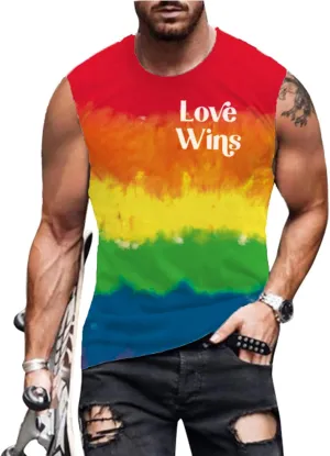 Men Pride Tank Tops Be You Love Wins Letter Print Shirt Graphic Gay Pride LGBT Sleeveless Shirt Tee