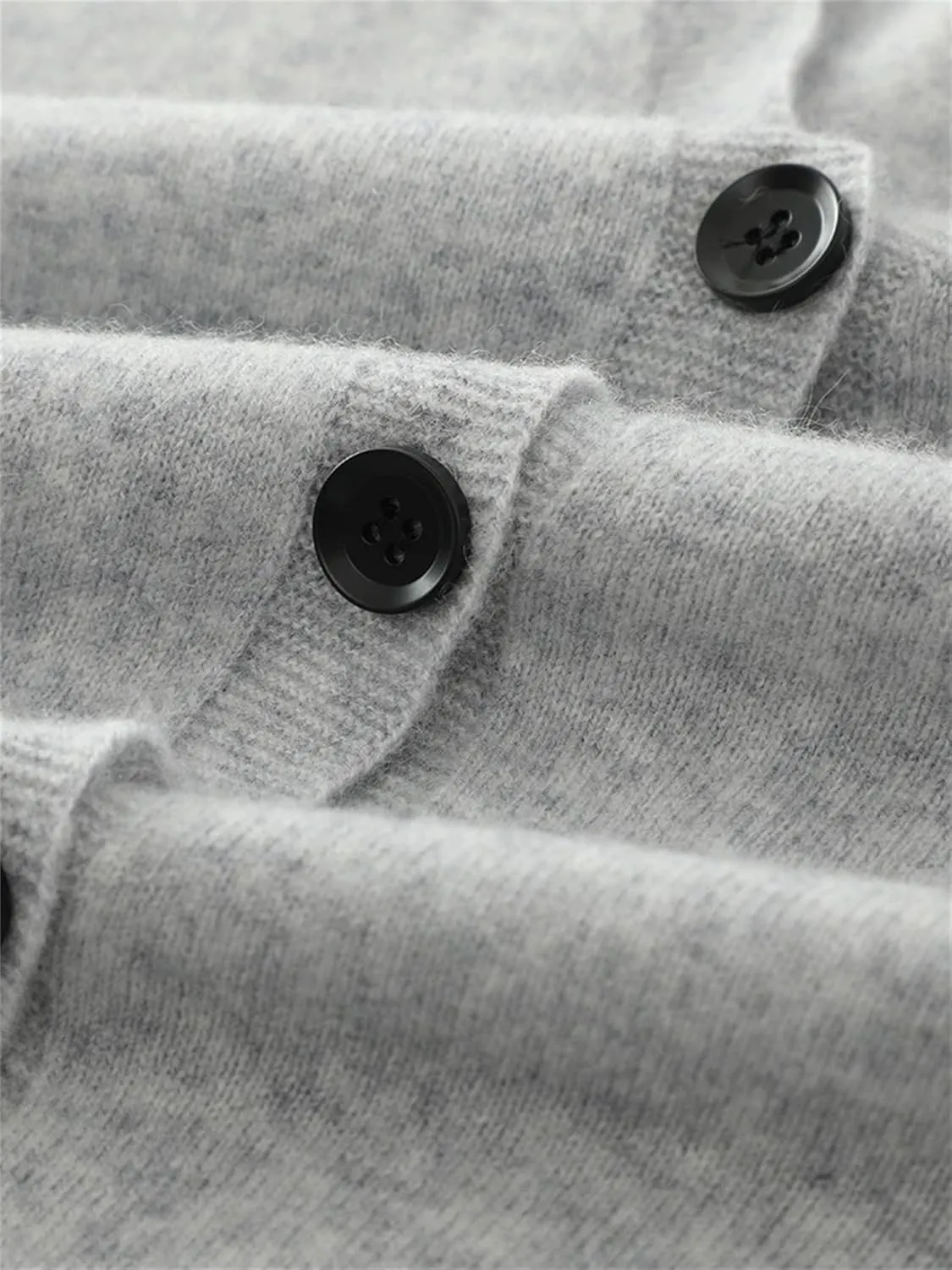 Men V-Neck Cashmere Cardigan Winter Cable Button Up Knitwear Casual Knitted Sweater