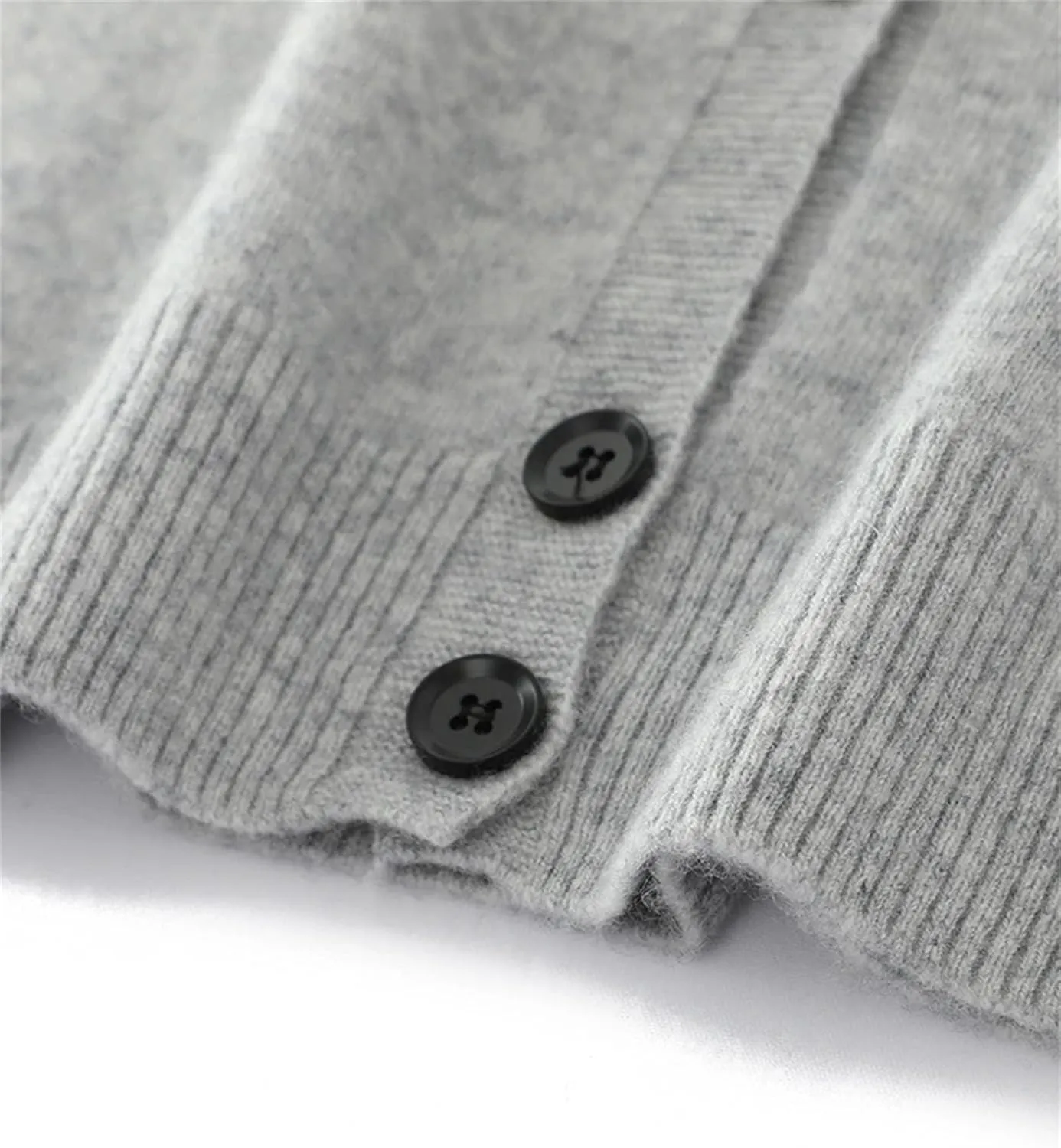 Men V-Neck Cashmere Cardigan Winter Cable Button Up Knitwear Casual Knitted Sweater