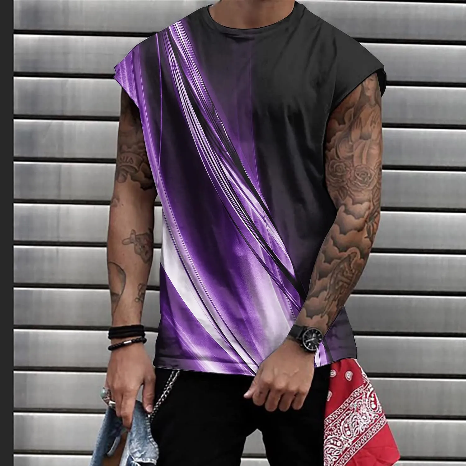 Mens 3D Tank Tops Novelty Graphic Breathable Quick Dry Sleeveless Beach Shirts Workout Bodybuilding T Shirt S-3XL