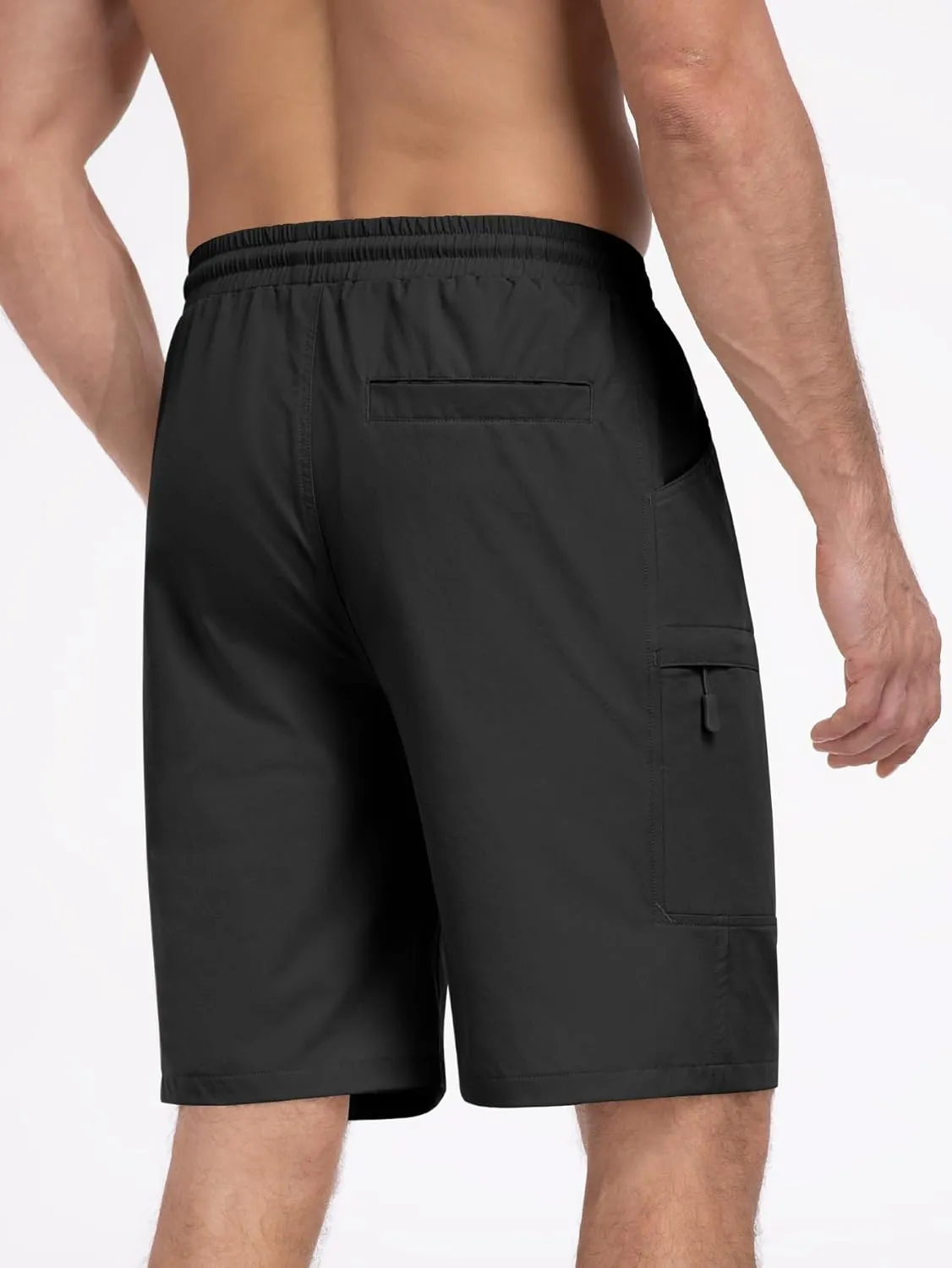 Mens Cargo Casual Shorts Lightweight Stretch Athletic Shorts Elastic Waistband with 5 Pockets Hiking Gym Beach