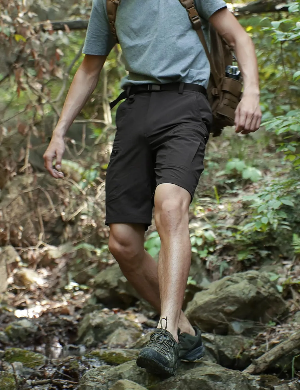 Mens Cargo Hiking Shorts Water Resistant Quick Dry Lightweight Breathable Tactical Shorts with Nylon Belt