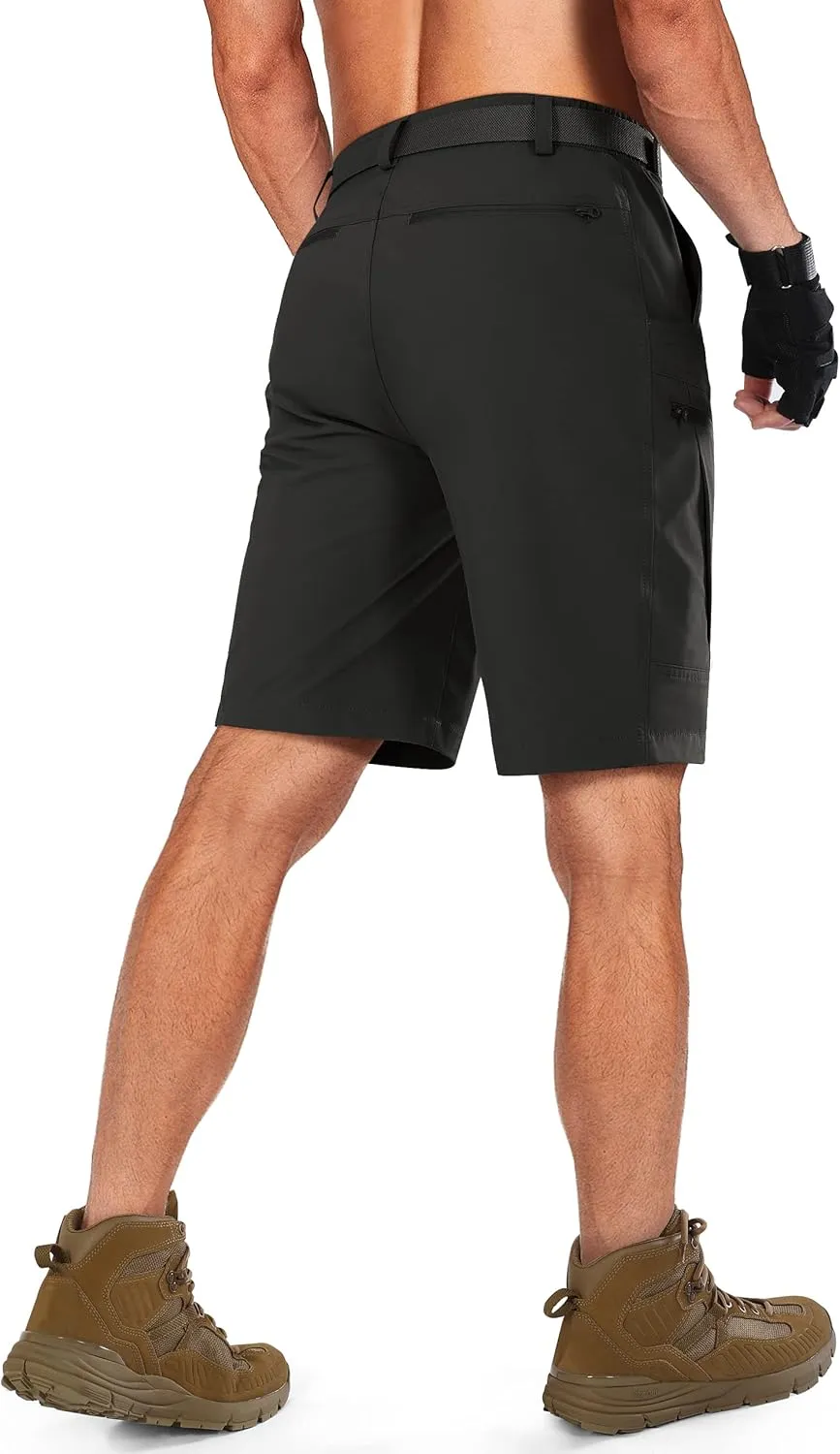 Mens Cargo Hiking Shorts Water Resistant Quick Dry Lightweight Breathable Tactical Shorts with Nylon Belt