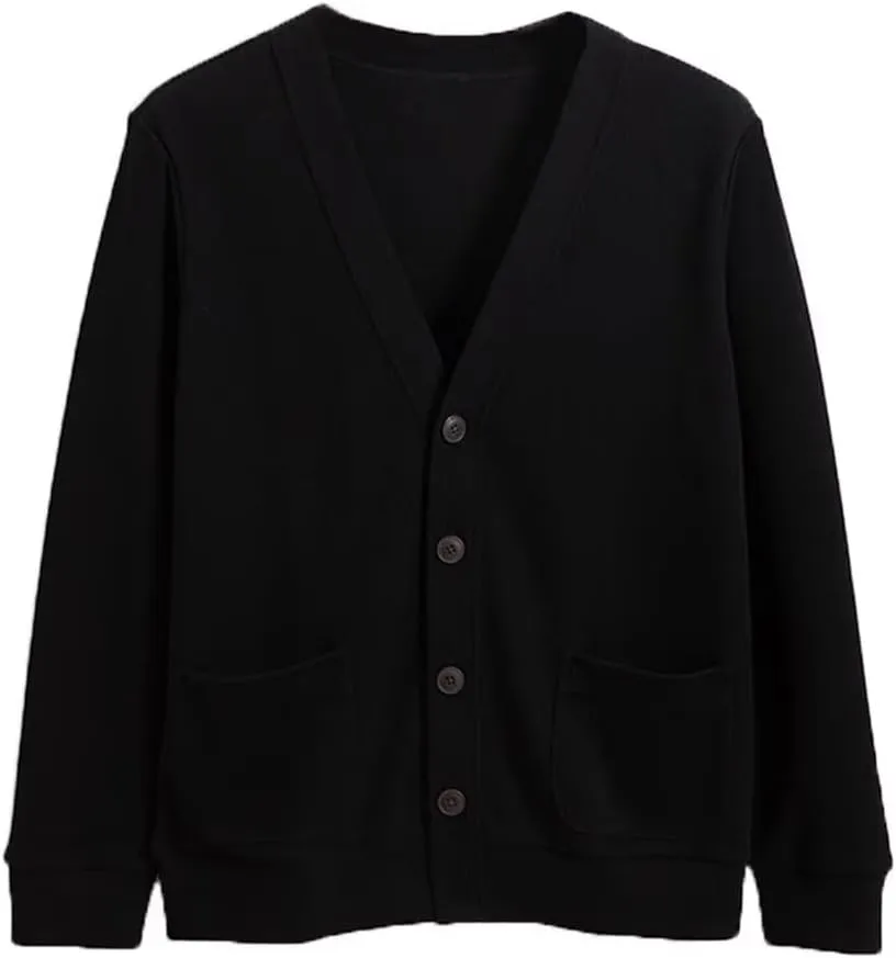 Men's Cotton Cardigan Sweater Long-Sleeve V Neck Buttons Cardigan with Pockets ZXCV11