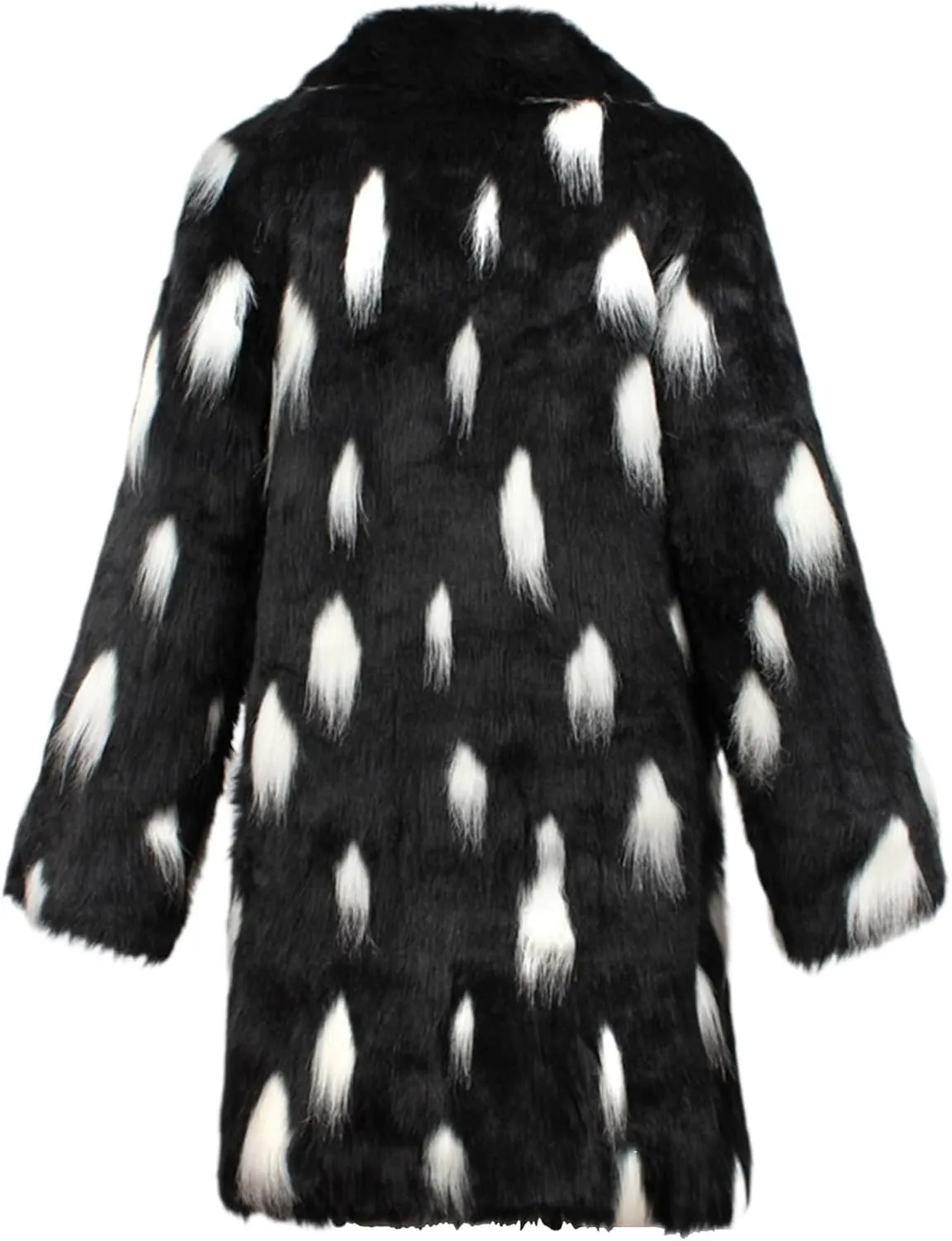 Mens Fashion Faux Fur Thick Coat Jacket, Pattern Lapel Long Jackets Heavyweight Fleece Lined Motorcycle Jakcet
