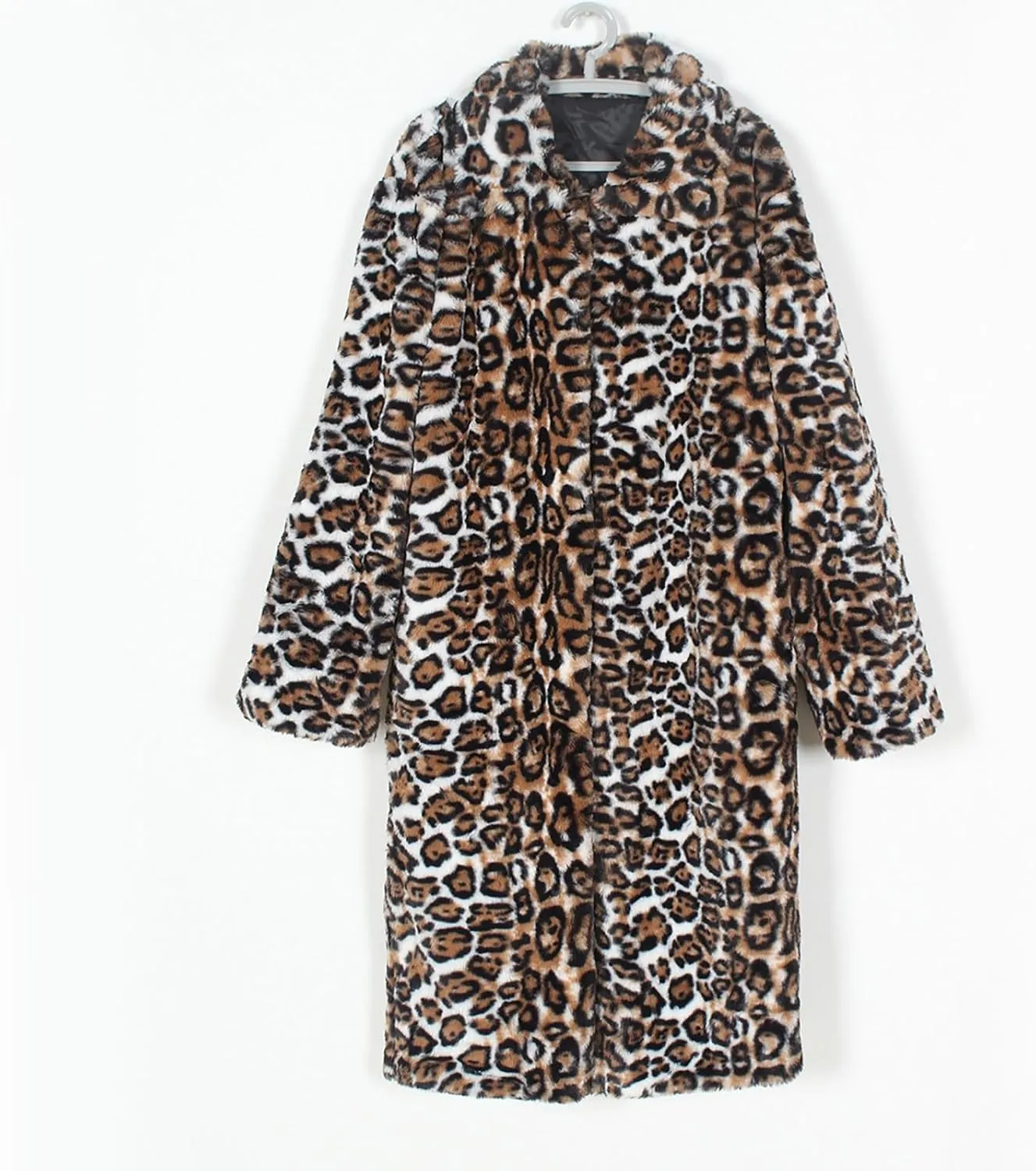 Men's Faux Fur Coat Jacket, Winter Fluffy Coat Outwear Long Parka Overcoat, Turn Down Open Front Coat Halloween