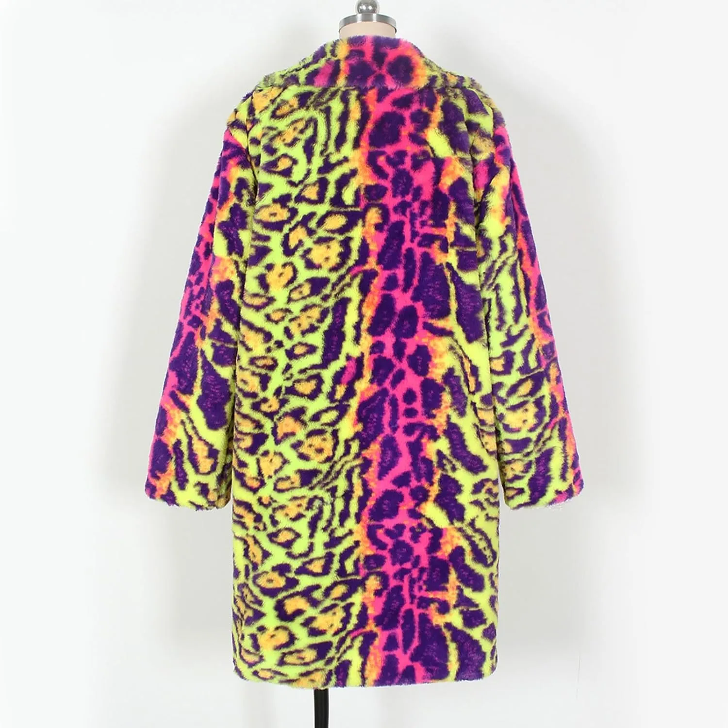 Men's Faux Fur Coat Jacket, Winter Fluffy Coat Outwear Long Parka Overcoat, Turn Down Open Front Coat Halloween
