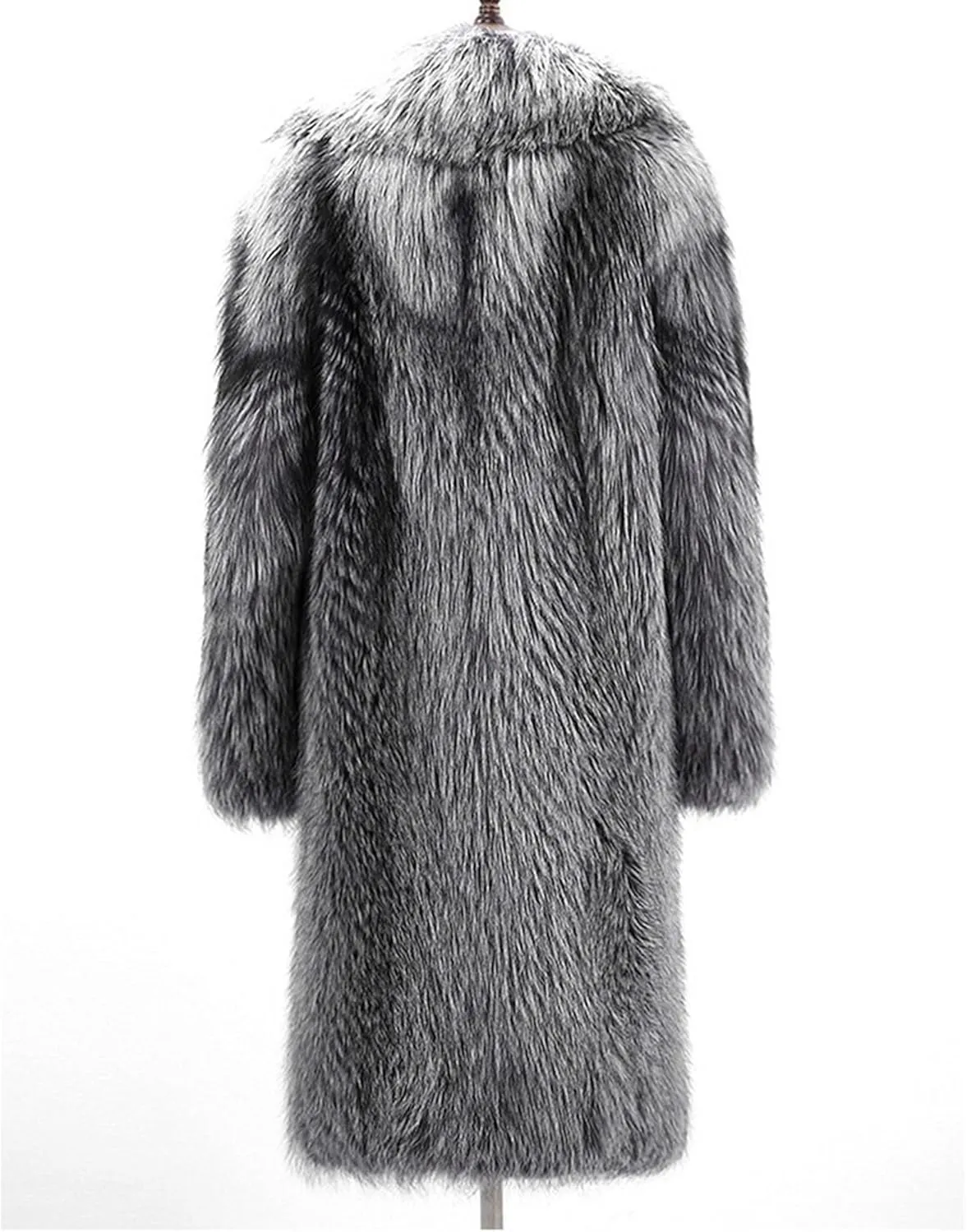 Men's Faux Mink Fur Length Coat Trendy Fuzzy Fox Fleece Jacket Winter Warm Fur Long Sleeve Coats