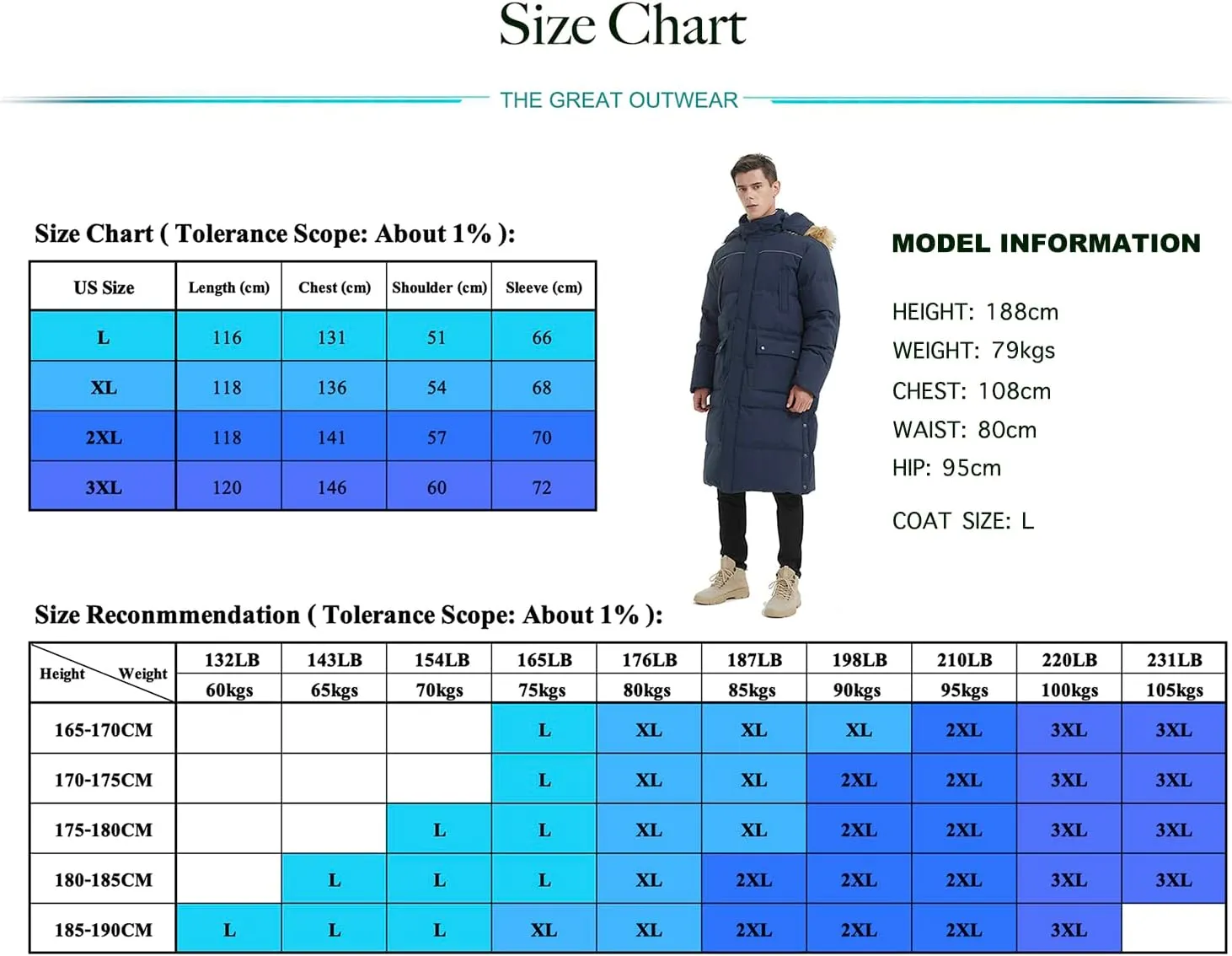 Men's Long Down Coat Thickened Long Puffer Coat Maxi Down Jacket Navy Blue Down Parka