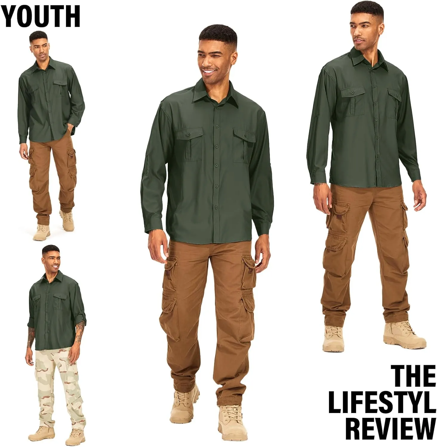 Men's Long Sleeve UV Sun Protection Shirt UPF 50  Quick Dry Cooling,Fishing Shirt for Safari Travel Hiking