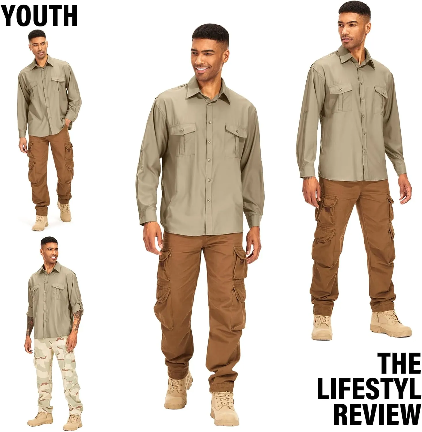 Men's Long Sleeve UV Sun Protection Shirt UPF 50  Quick Dry Cooling,Fishing Shirt for Safari Travel Hiking