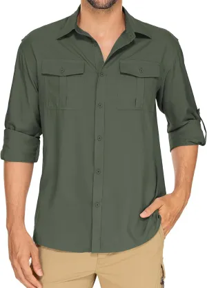 Men's Long Sleeve UV Sun Protection Shirt UPF 50  Quick Dry Cooling,Fishing Shirt for Safari Travel Hiking