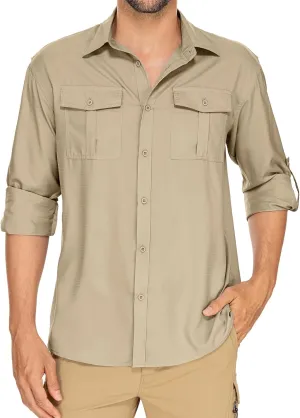 Men's Long Sleeve UV Sun Protection Shirt UPF 50  Quick Dry Cooling,Fishing Shirt for Safari Travel Hiking