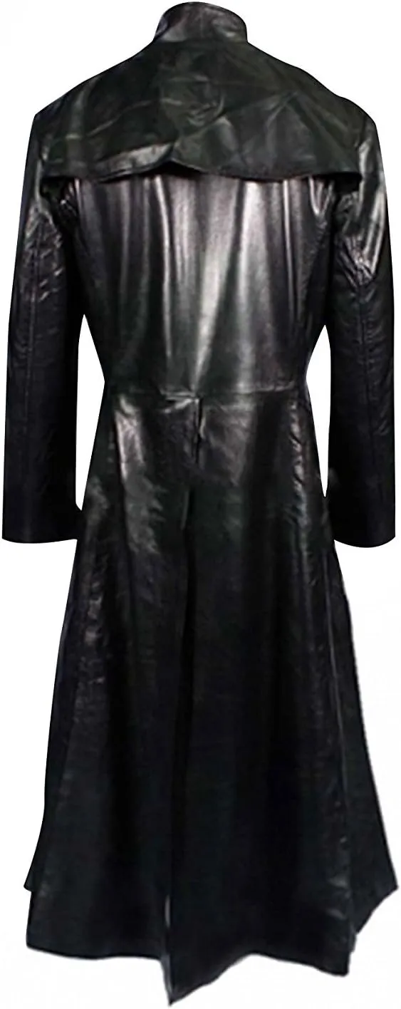 Men's Neo Matrix Heavy Duty Keanu Reeves Black Cotton Trench Coat Long Gothic Cosplay Costume