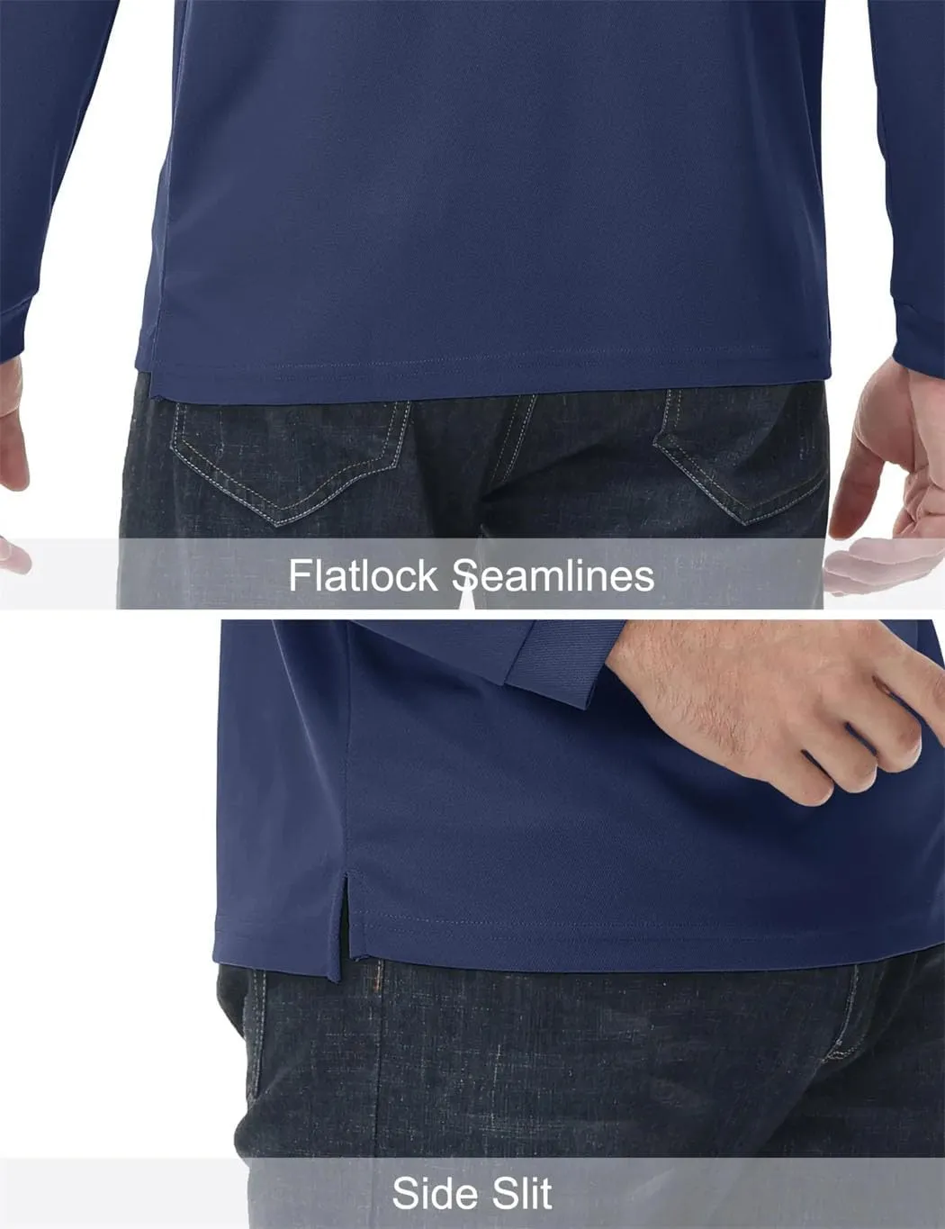 Men's Polo Shirt Long Sleeve Golf Shirts Quick Dry Lightweight 3-Button T-Shirt Work Fishing Athletic Tops