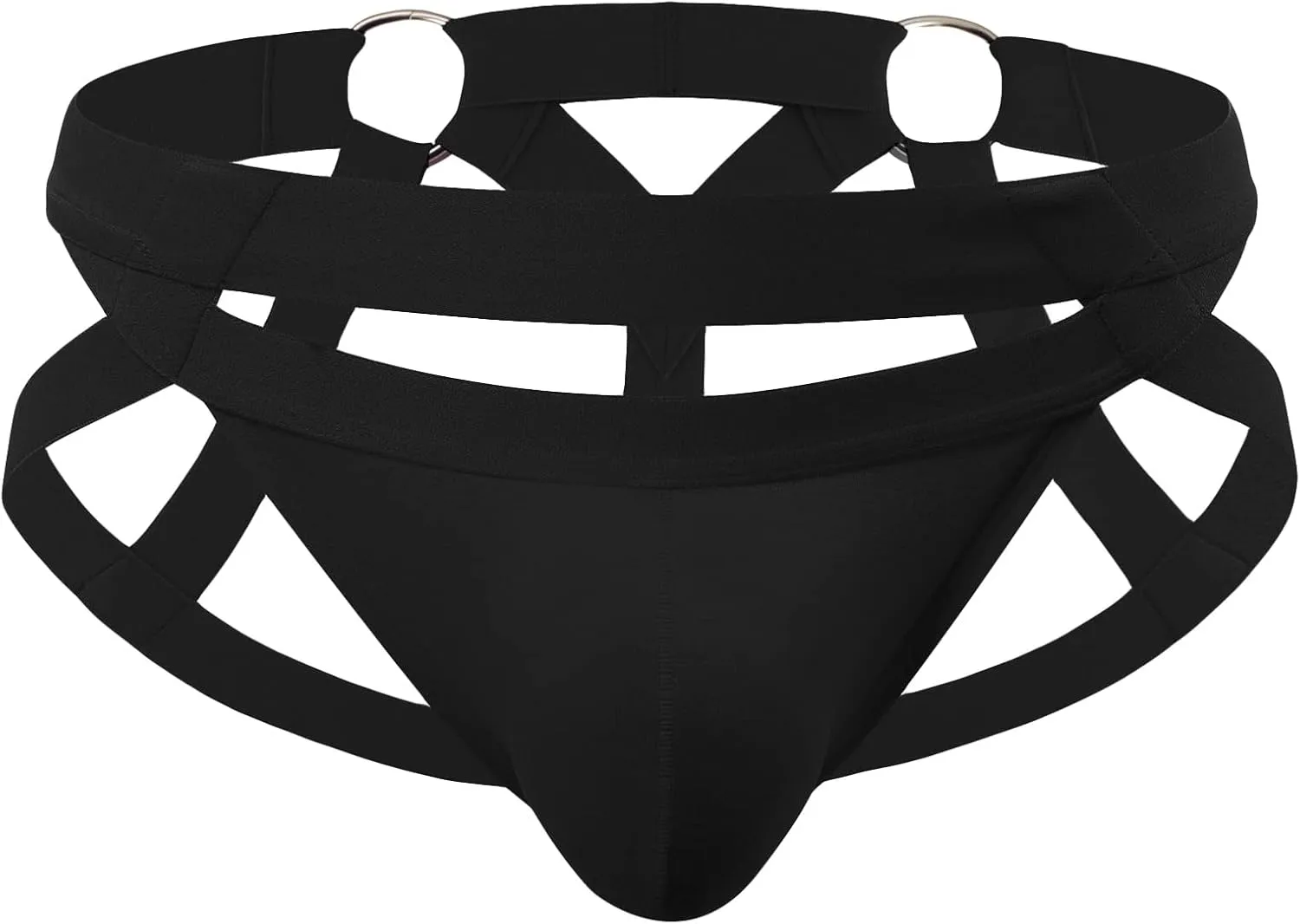Men's Sexy Double Thongs Briefs Hollow-Carved Design Hip Lift Bikini Low Waist Jockstrap Underwear Pants