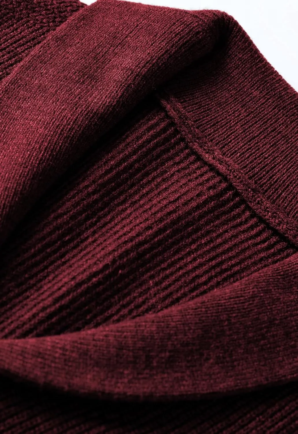 Men's Shawl Collar Cardigan Sweater Button Slim fit Wired Knitted Merino Wool Sweater