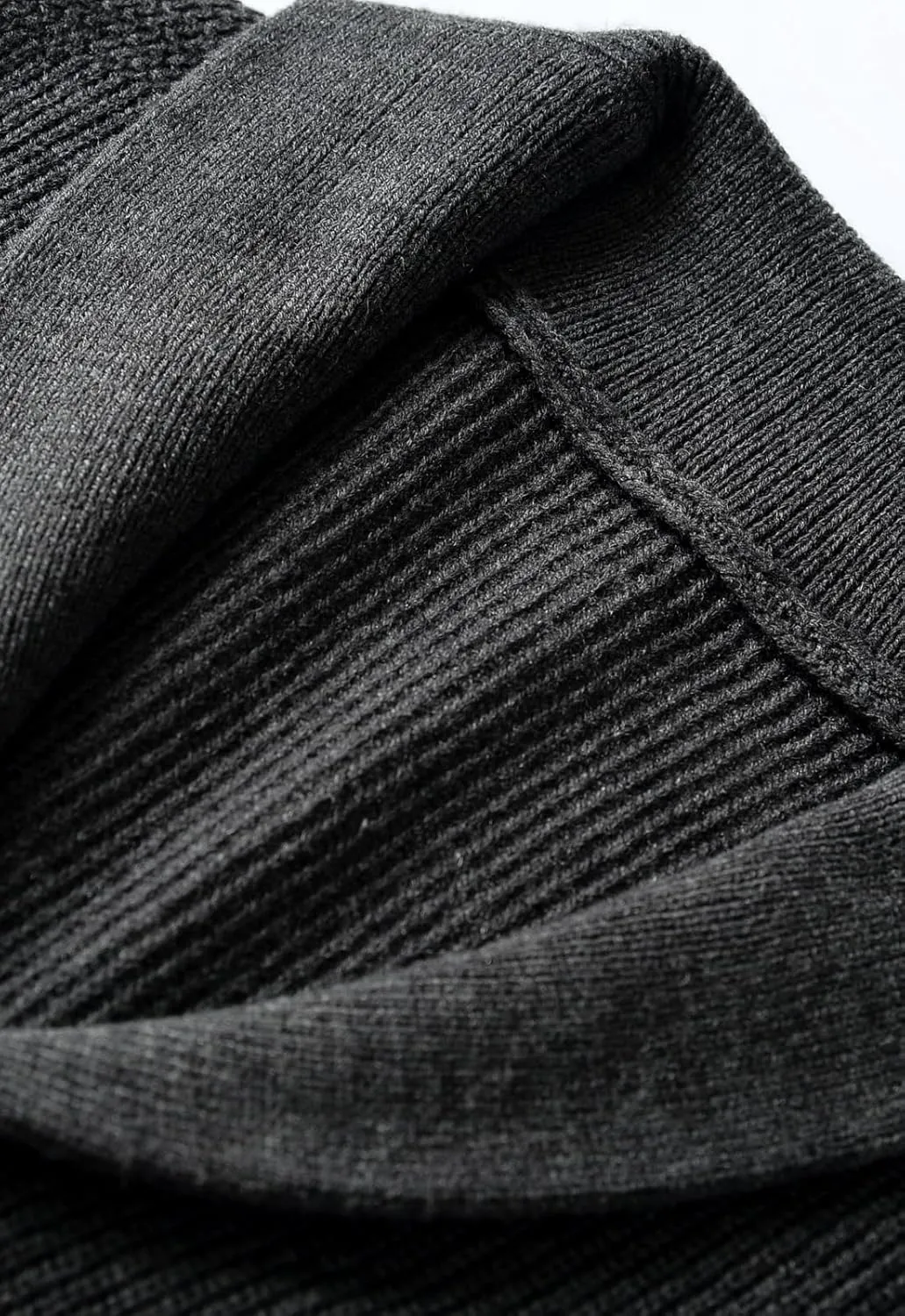 Men's Shawl Collar Cardigan Sweater Button Slim fit Wired Knitted Merino Wool Sweater