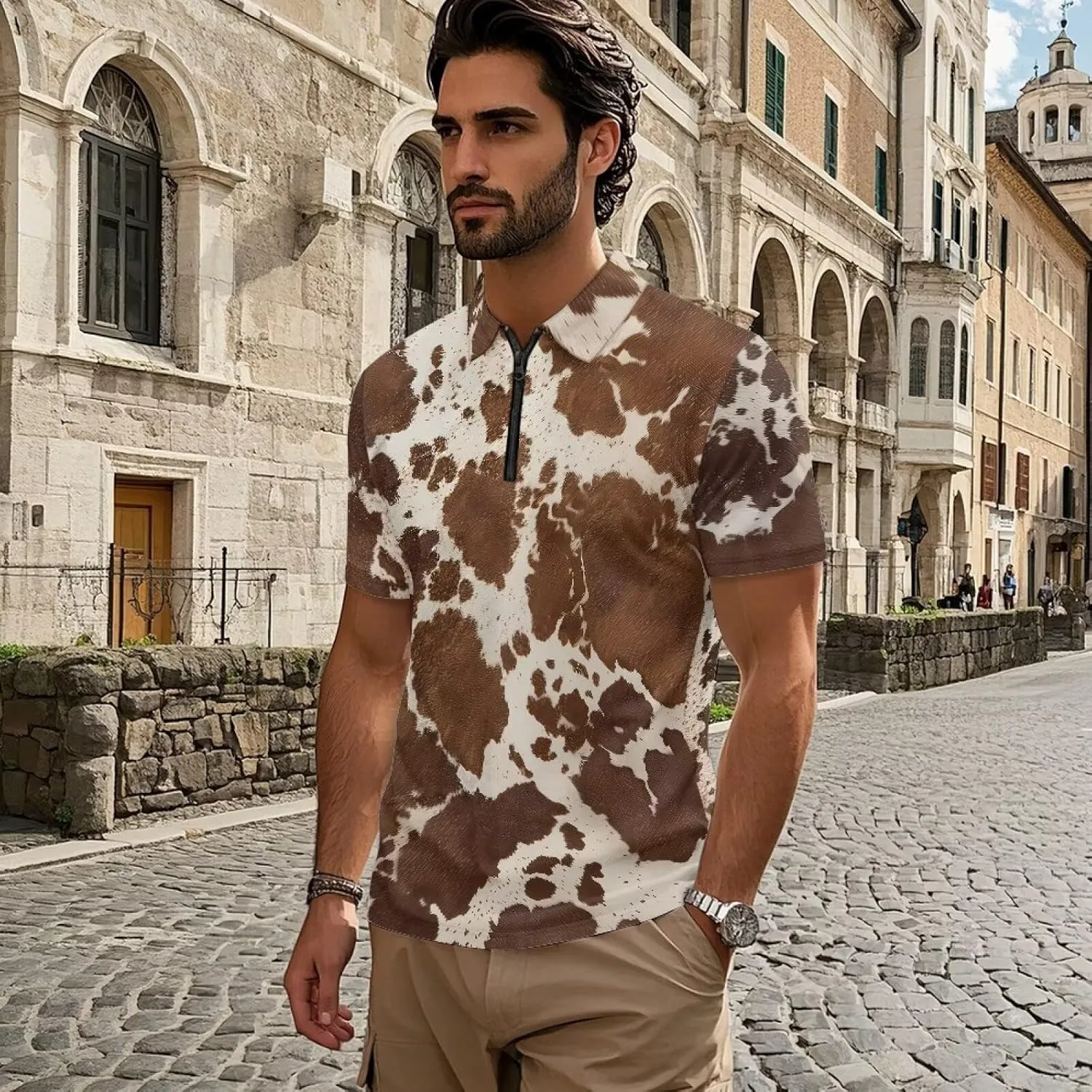 Men's Short Sleeve Shirt Zipper Collar Golf Shirt Summer Quick Dry Athletic Tops Slim Fit Sports Tennis Shirts